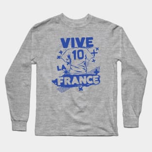 Vintage French Football // Retro Grunge France Soccer // Vive la France Long Sleeve T-Shirt